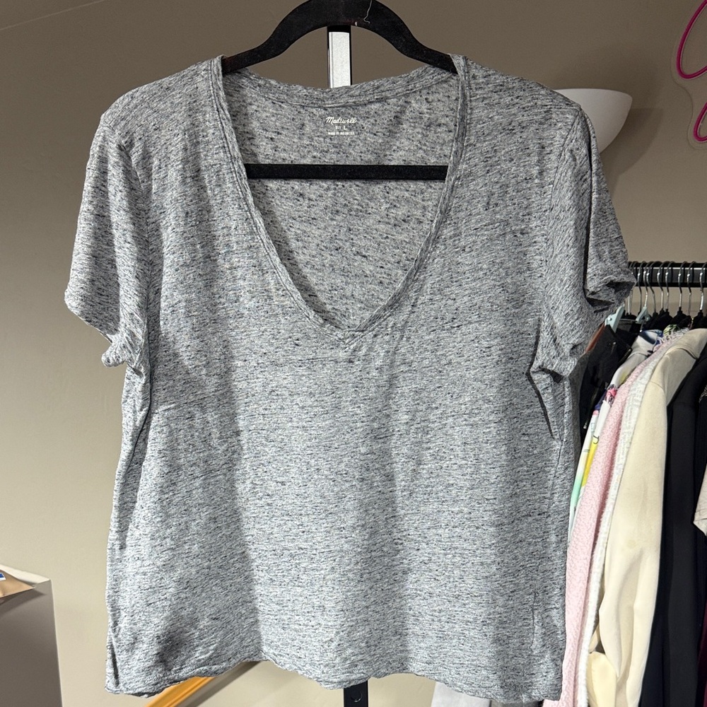 Madewell Heather Gray V-Neck Short Sleeve Tee